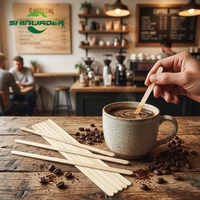 Bâtonnets à café écologiques, emballés individuellement dans du papier, agitateurs à café jetables en bois pour restaurant