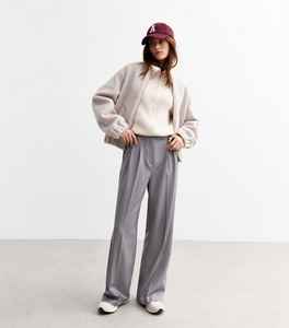 Pantalon décontracté plissé sur le devant pour femme, taille haute, coupe droite, respirant, écologique, en nylon/coton, grandes tailles, idéal pour l'été - Product Image 6