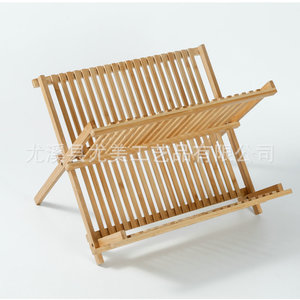 Wooden dish <b>rack</b>/drainer/rice dish organizer, double-layer small simple foldable bowl, chopsticks and <b>plate</b> storage <b>rack</b> for - Product Image 1