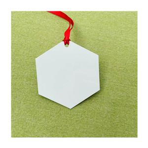 도매 육각 모양의 화이트 승화 알루미늄 장식품 양면 승화 금속 크리스마스 장식 리본 - Product Image 6