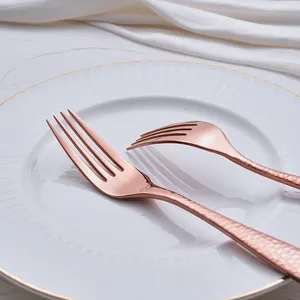 Hammered 18/10 Flatware High End Champagne Rose Gold Catering Cutlery Set