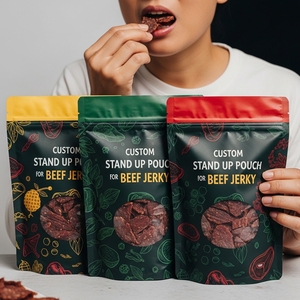 Custom Beef Jerky Bags Food Grade Laminated Resealable Clear Window Hanging Hole Punch Meat Snack Packaging 200g 500g OEM Factor - Product Image 2