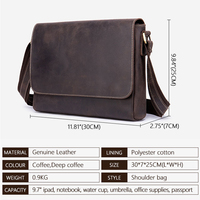 SCHLATUM Grand Sac Bandoulière Rétro en Cuir Véritable Type « Crazy Horse » pour Homme