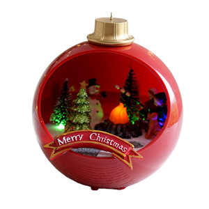 Nouvelle boîte à musique lumineuse en résine pour Noël, ornement Père Noël, bonhomme de neige, petite <span class=keywords><strong>maison</strong></span> en résine, décoration boule de Noël - Product Image 5