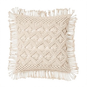 2025 Eco-friendly Home Decorative Macrame Pillow Cushion <b>Cover</b> 100% COTTON Boho Macrame Cushion <b>Cover</b> Case By ITHL - Product Image 1
