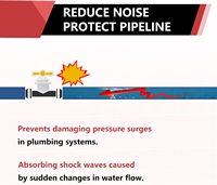 Amortisseur de choc d'eau en acier inoxydable avec filetage MIP de 1/2 pouce pour plomberie d'eau potable 250 PSI 180 F
