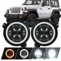 Phare LED de 9 pouces avec feux clignotants DRL et ambre pour J-eep W-rangler JL/JLU J-eep Gladiator JT