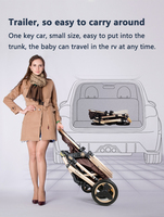 Poussette tricycle en tissu Oxford prête à être expédiée, cadre en alliage d'aluminium, roues universelles à 360°, pliable, capacité de charge de 20 kg
