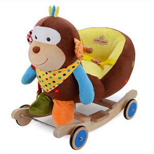 Animaux en peluche à bascule, singe à bascule, chaise à bascule, cheval à bascule en bois pour enfants, jouet à bascule en peluche - Product Image 3