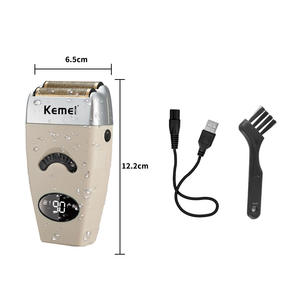 Rasoir électrique Kemei pour hommes, tondeuse à barbe rechargeable avec écran LCD, autonomie de 60 minutes, couleur camel - Product Image 2