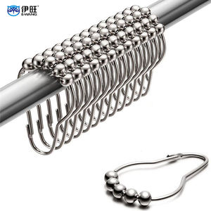 ตะขอเกี่ยวผ้าม่านอาบน้ำสแตนเลสแบบเลื่อนป้องกันสนิม วงแหวนผ้าม่าน - Product Image 1