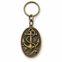 Porte-clés personnalisé avec emblème d'ancre nautique en relief, logo personnalisable, souvenir d'entreprise, vente en gros, fabricant en gros