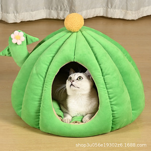 Cactus cat house, semi-enclosed, winter warm, removable and washable, suitable for all seasons, dog house, pet <b>bed</b> - Product Image 4