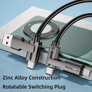 Câble de charge rotatif 4-en-1 Schitec en alliage de zinc 100W USB-A & USB-C vers C/L, câble de synchronisation rapide multi-combos pour iPhone - Product Image 5