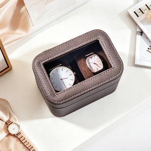 Flip Open PU Leather <b>Watch</b> Box 2-Slot Transparent Window Display <b>Case</b> for <b>Watches</b> Jewelry Gift Storage Organizer - Product Image 4