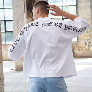 Hot Exquisite Design 100% Cotton Street Style Grueso Recortado O Cuello Manga corta Boxy Oversize Camisetas para hombres - Product Image 5