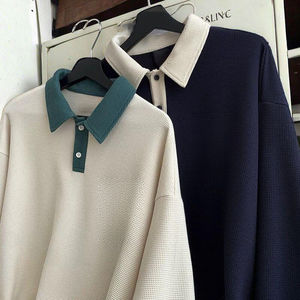 Felpa da uomo in cotone 100% di alta qualità per <span class=keywords><strong>Polo</strong></span> a maniche lunghe con motivo solido invernale felpa traspirante tinta unita - Product Image 6