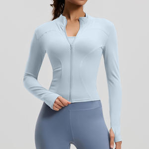 Conjunto de Yoga de 2 Piezas, Leggings de Cintura Alta con Cierre Frontal y Manga Larga, Color Sólido, Sin Costuras, Spandex y Poliéster - Product Image 6