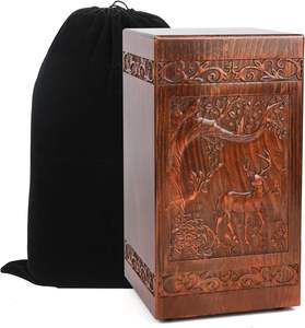 Küller İçin Ahşap Evcil Hayvan Kremasyon Urnesi Orta ve Büyük Kapasiteli, Klasik Ahşap Kaplama - Product Image 1