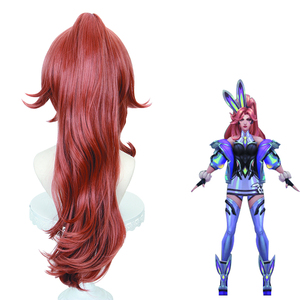 Vente en gros <span class=keywords><strong>LOL</strong></span> Miss Fortune Perruque Cosplay 70cm de Long Rouge Brun Ligue des Légendes Anime Perruque Synthétique Queue de Cheval Cheveux Peluca - Product Image 5