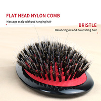 Peigne de massage ovale personnalisé avec logo pour démêler les cheveux, brosse à poils de sanglier et nylon