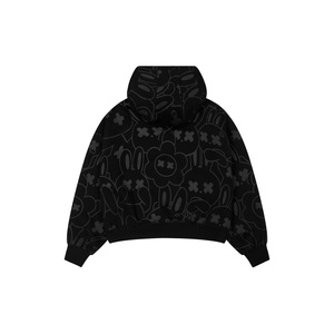 เสื้อฮู้ดซิป Summer Rabbit ทรงโอเวอร์ไซส์ ผ้าฟลีซเนื้อนุ่ม พิมพ์ลายกระต่ายทั่วตัว พร้อมดีเทลตุ๊กตากระต่ายยางติดตัว - Product Image 4