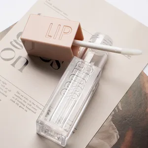 Fancy embossed lip gloss tubes 2024 new model luxury empty plastic lip gloss tubes custom packaging with big brush big wand