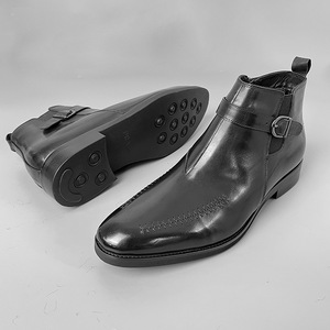 Nouvelles Bottines en Cuir Véritable pour Hommes avec Fermeture à Boucle et Logo Gaufré - Bottines Courtes Casual Chic - Product Image 4