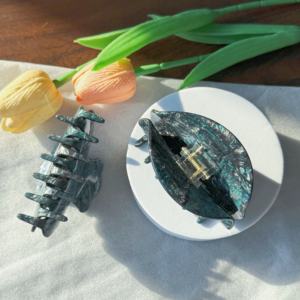 Set Jepit Rambut Bentuk Kustom Qianjin dari Asetat Marmer, Aksesoris Rambut dari Selulosa Asetat untuk Wanita dan Gadis - Product Image 2