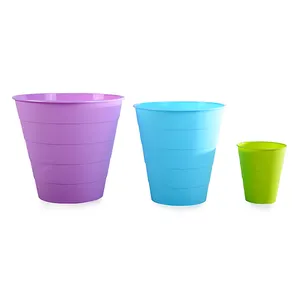 Cubo de basura de plástico redondo de hilo colorido de calidad Superior en diferentes tamaños