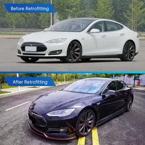 Kit de Carrocería de Fibra de Carbono Húmeda de Cuerpo Estrecho para Modificación de Coche 2014, Incluye Labio Delantero, Labio Trasero, Alerón Trasero y Faldones Laterales para Tesla Model S - Product Image 2
