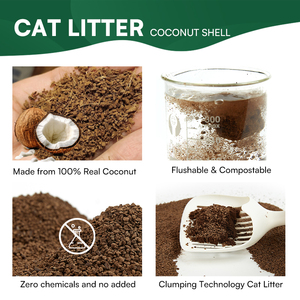 Giá bán buôn OEM/ODM mùi hương vón cục dừa mèo xả rác 100% thân thiện với môi trường phân hủy sinh học Vỏ thông Mèo cát - Product Image 3