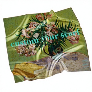 Pañuelo Cuadrado de Seda de Morera 100% Grado 6A de Calidad Premium para Mujer, Estampado de Oleander y Jarrón, Tamaño Personalizable, Agradable al Tacto - Product Image 1