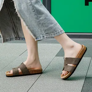 Yeni varış yüksek kalite kadınlar Bio mantar düz Slip-on açık toe sandalet konfor kemer desteği ayak yatak ile