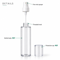 Flacon vaporisateur facial 50ml 60ml 80ml 100ml 120ml en PET transparent avec pulvérisateur à brume fine, emballage cosmétique vide en plastique