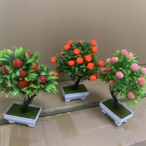Árbol frutal artificial planta bonsái pequeña maceta naranja melocotón fruta roja decoración <span class=keywords><strong>de</strong></span> la ventana del hogar - Product Image 6