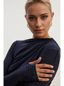 Blusa <span class=keywords><strong>de</strong></span> Punto Vintage para Mujer, Ecológica, <span class=keywords><strong>de</strong></span> Color Sólido, Plisada, <span class=keywords><strong>de</strong></span> Manga Larga, Informal, Ajustada, para Otoño y Primavera - Product Image 5