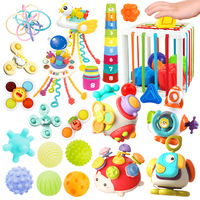 Hochets pour bébé en plastique souple, jouet de voile arc-en-ciel éducatif avec enseignement de sensibilisation, balle de cliquetis à main, vente en gros