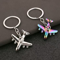Porte-clés d'avion 3D en métal personnalisé, imprimé UV, avec mousqueton de style vintage, tendance et dessin animé
