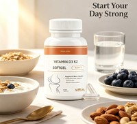 Gélules de Vitamine D3 K2 et Magnésium, 50 Capsules par Flacon, Prise en Charge des Granulés en Vrac
