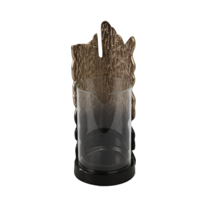 Portacandele a colonna astratto moderno in metallo e vetro, a forma di uragano, per decorazioni domestiche, centrotavola, in alluminio - Product Image 1