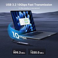 UGREEN alat penutup aluminium SSD, gratis USB-C eksternal 10Gbps M.2 NVMe adaptor/pembaca mendukung ukuran tombol M B & M