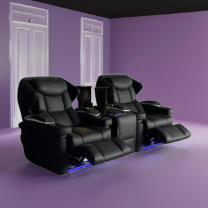 Poltrona Reclinabile Moderna in Vera Pelle per Auto, Poltrona VIP Nera per Cinema di Lusso, Poltrone Reclinabili per Interni <span class=keywords><strong>Casa</strong></span> Cinema - Product Image 1