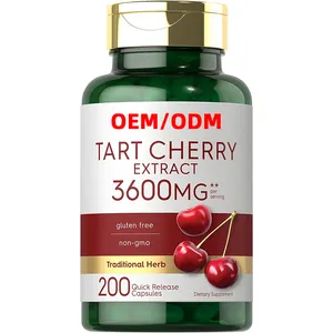 Tart Cherry Extract Capsules 200 Count Non-GMO and Gluten Free Formula Traditional Herb Supplement