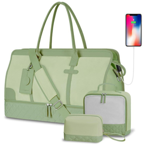 Large Travel Duffle Bag Weekender Overnight Carry on Gym Duffel Tote Bag with <b>Shoe</b> Compartment Wet Pocket Toiletry Bag - Product Image 5