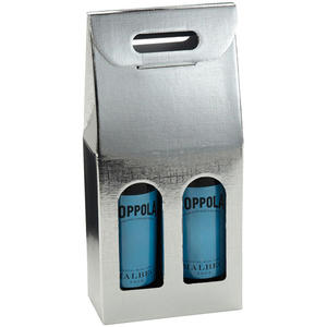 Caja de Cartón Corrugado Plateada para Vino, Licores, Cerveza, Whisky, <span class=keywords><strong>Vodka</strong></span>, Champán, con Diseño Gratuito, Asa con Cierre Automático y Ventana - Product Image 3