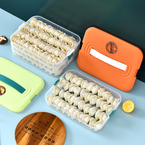 Dumpling Freezer <b>Container</b> Stackable Rectangle Clip On Lid Large Capacity Refrigerator Food Storage Plastic Household <b>Travel</b> Use - Product Image 5
