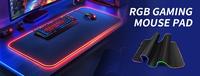 Tigerwings Grand tapis de souris de jeu RVB Lumière LED Surface lisse Anti-usure Bord cousu Base en caoutchouc antidérapante Caractéristique sans fil