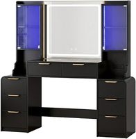 Coiffeuse de Maquillage pour Fille de Haute Qualité avec Miroir et Éclairage LED, Table de Maquillage Compacte avec Tiroirs et Chaise