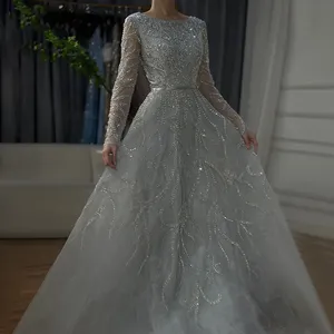 Serena collina musulmana grigia a linea abiti da sera abiti da 2024 con perline festa LA71596A su misura - Product Image 3